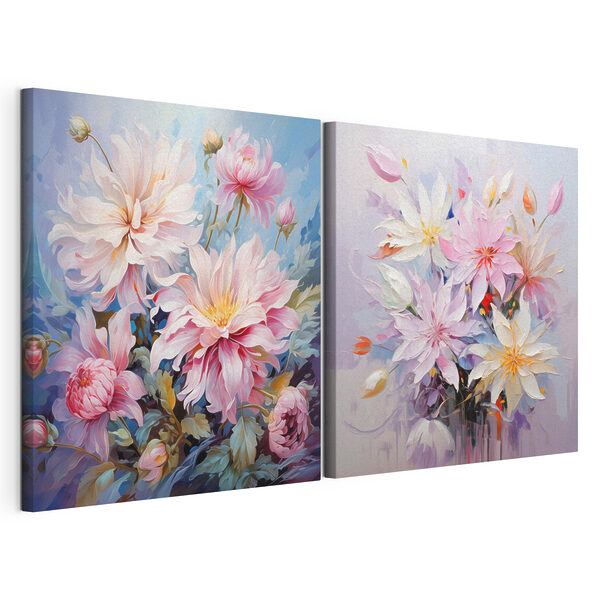 Modulaire canvasprint Schilderij van bloemen op doek