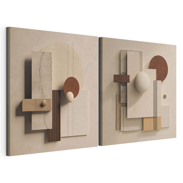 Collage van verschillende vormen en kleuren Modulaire canvasprint Collage van verschillende vormen en kleuren