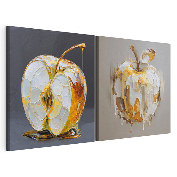 Een elegante appel met een unieke twist Modulaire canvasprint Een elegante appel met een unieke twist