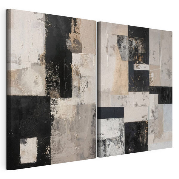 Collage van zwart-witkunst Modulaire canvasprint Collage van zwart-witkunst