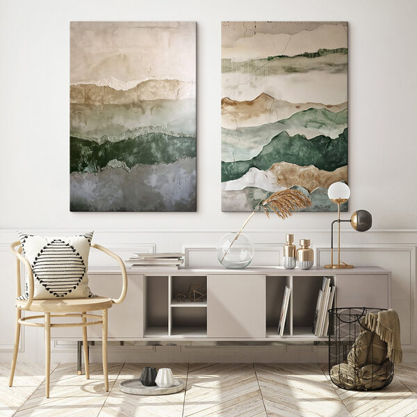 Painting of mountains and a crack in the wall Painting of mountains and a crack in the wall