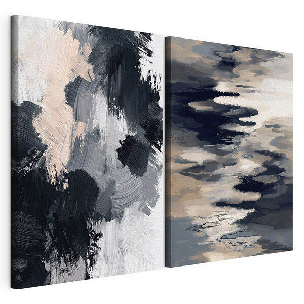 Abstracte vormen in monochrome tinten Modulaire canvasprint Abstracte vormen in monochrome tinten