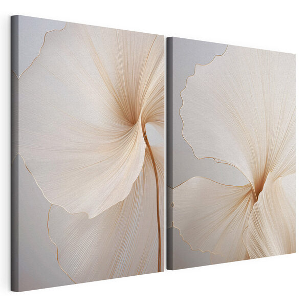 Modulaire canvasprint Fijne bloemblaadjes met sierlijke lijnen