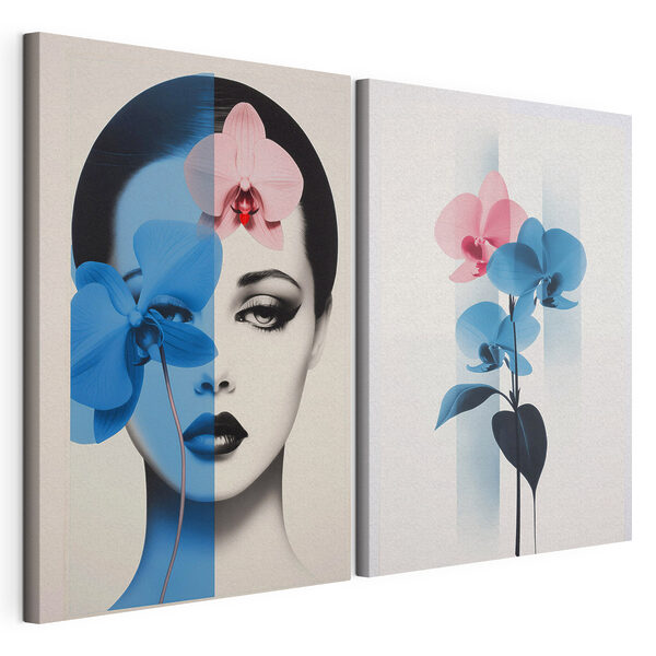 Vrouw met bloemen op haar hoofd Modulaire canvasprint Vrouw met bloemen op haar hoofd