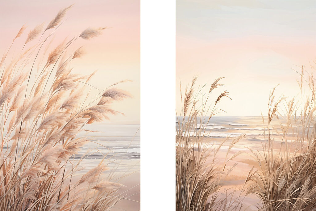 Soft grasses by the calm sea Soft grasses by the calm sea