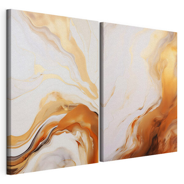 Vloeiende patronen in warme tinten Modulaire canvasprint Vloeiende patronen in warme tinten