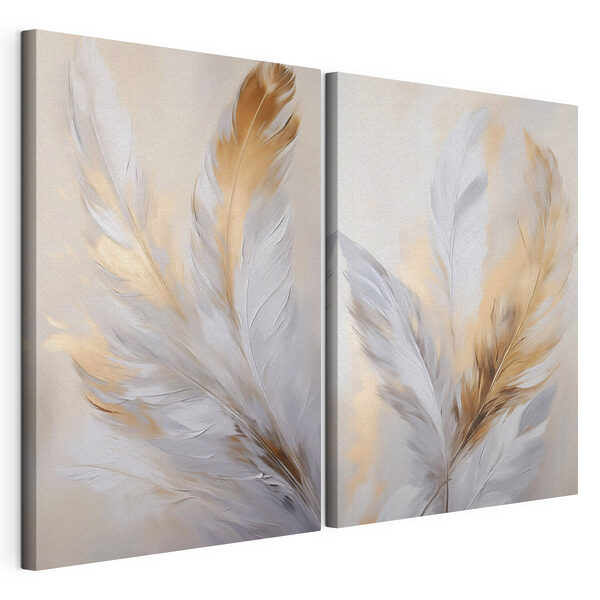 Fijne veren in zachte tinten Modulaire canvasprint Fijne veren in zachte tinten