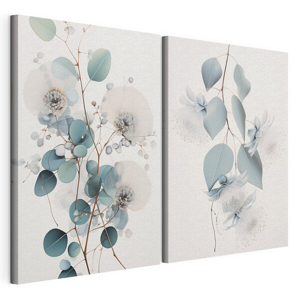 Modulaire canvasprint Verfijnde bloemen in zachte tinten