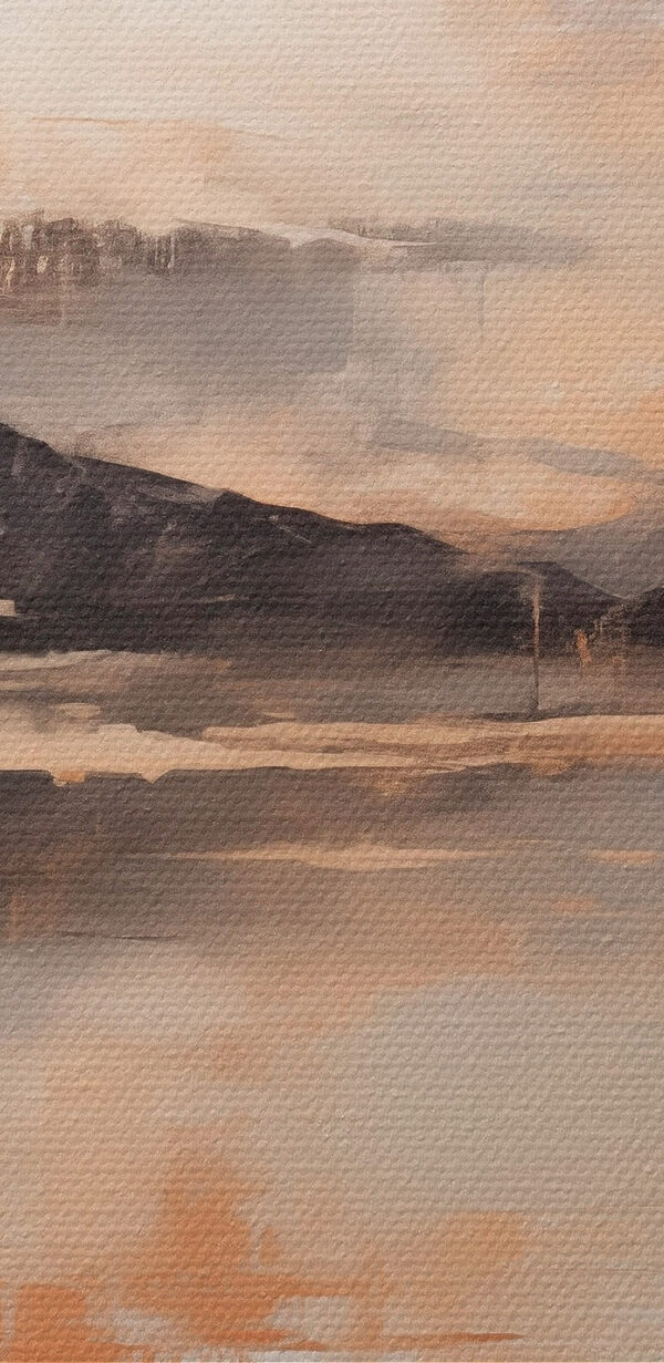 Painting of mountains and a lake Painting of mountains and a lake