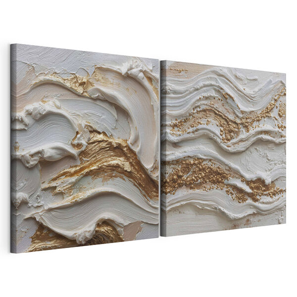Modulaire canvasprint Getextureerde golven van crèmekleurige tinten en kleur