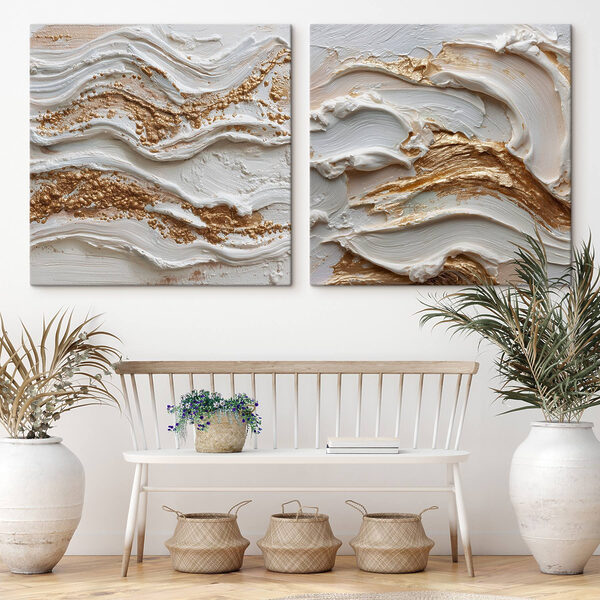 Textured waves of cream and color