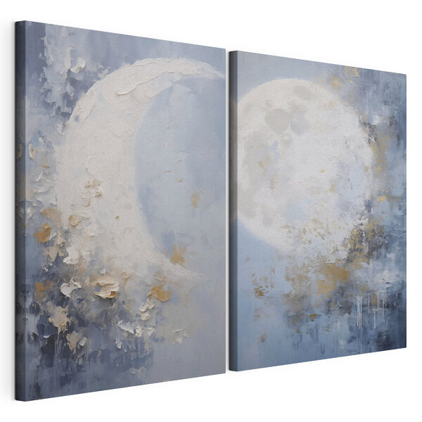 Modulaire canvasprint Schilderij van een maan en een boom