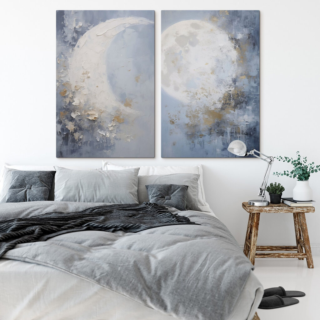 Painting of a moon and a tree Painting of a moon and a tree