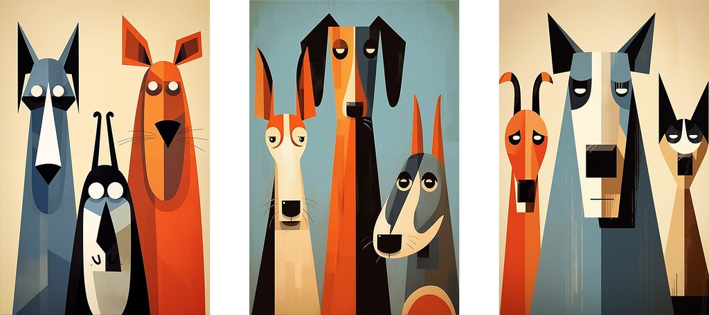 Group of dogs paintings Group of dogs paintings