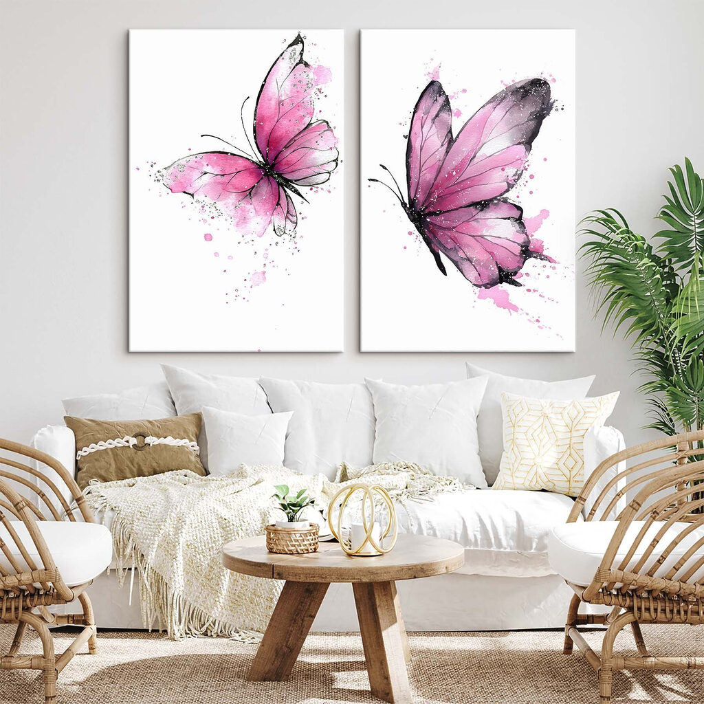 Two butterflies with pink wings Two butterflies with pink wings