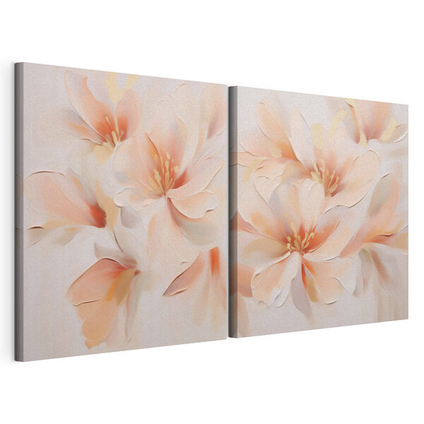 Modulaire canvasprint Schilderij van bloemen op een muur