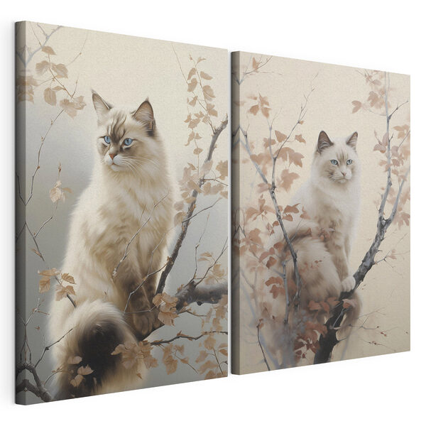 Kat zit in een boom Modulaire canvasprint Kat zit in een boom