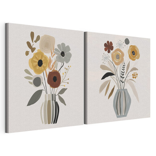 Modulaire canvasprint Schilderij van bloemen in een vaas
