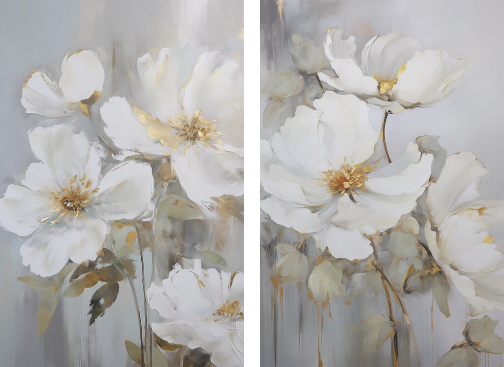 Painting of white flowers Painting of white flowers
