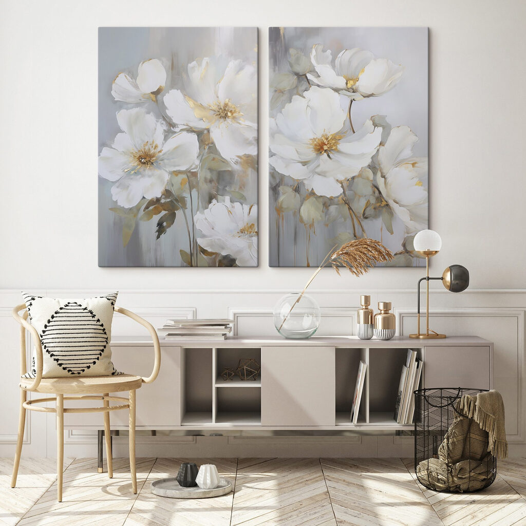Painting of white flowers Painting of white flowers