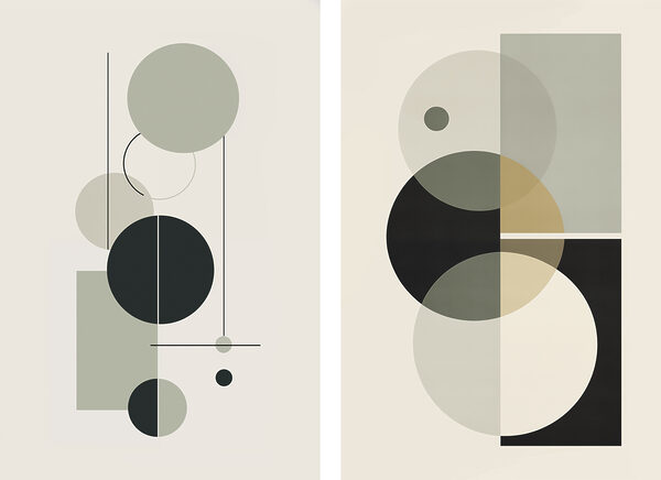 Couple of art pieces of circles and lines Couple of art pieces of circles and lines