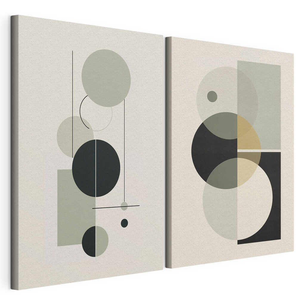 Couple of art pieces of circles and lines Couple of art pieces of circles and lines