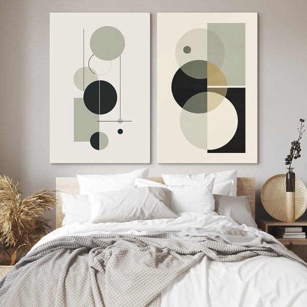 Couple of art pieces of circles and lines Couple of art pieces of circles and lines