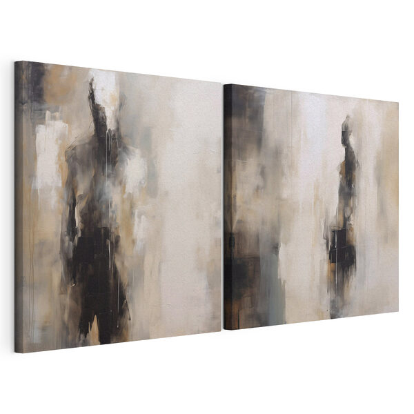 Abstracte figuren in gedempte tinten Modulaire canvasprint Abstracte figuren in gedempte tinten