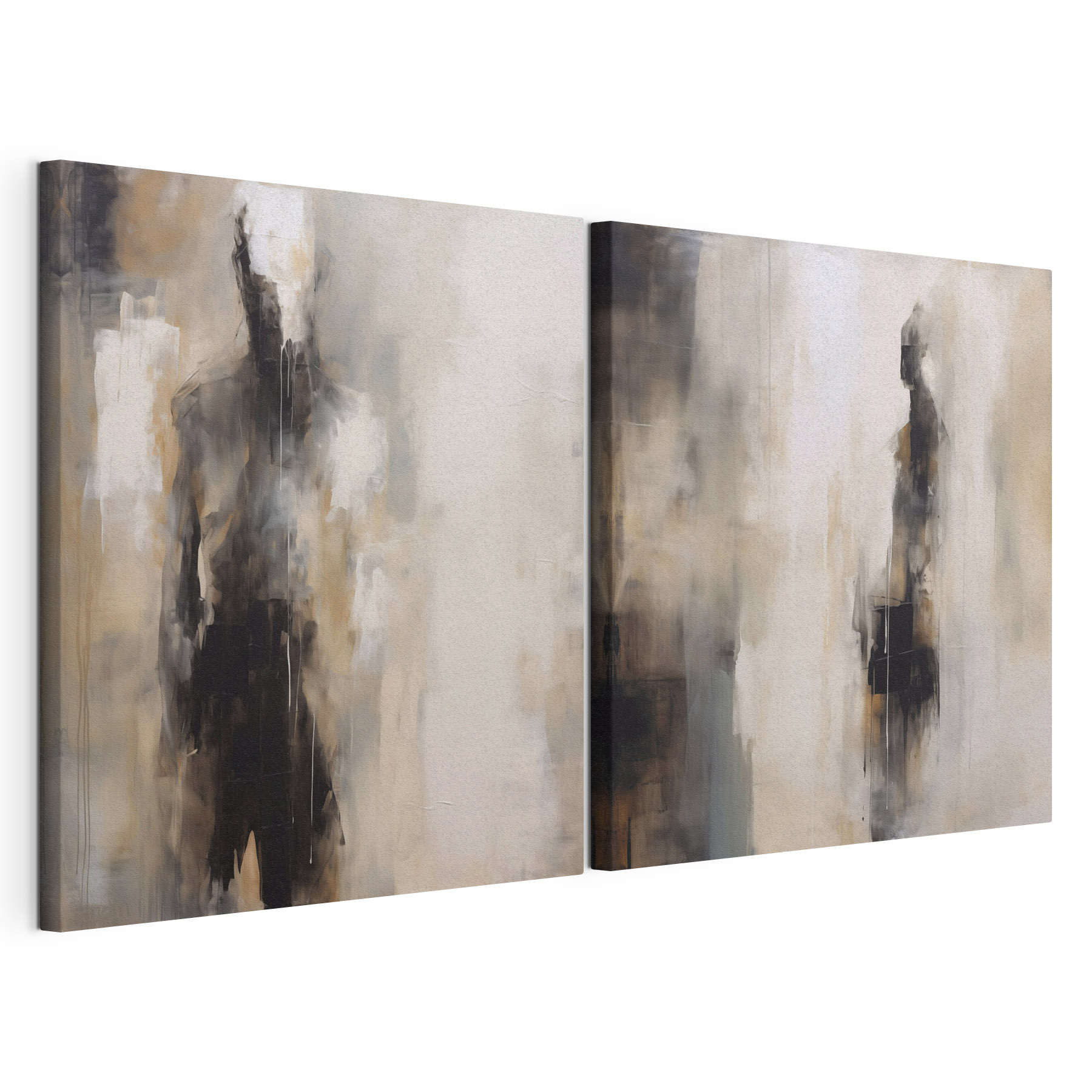 Abstract figures in muted tones