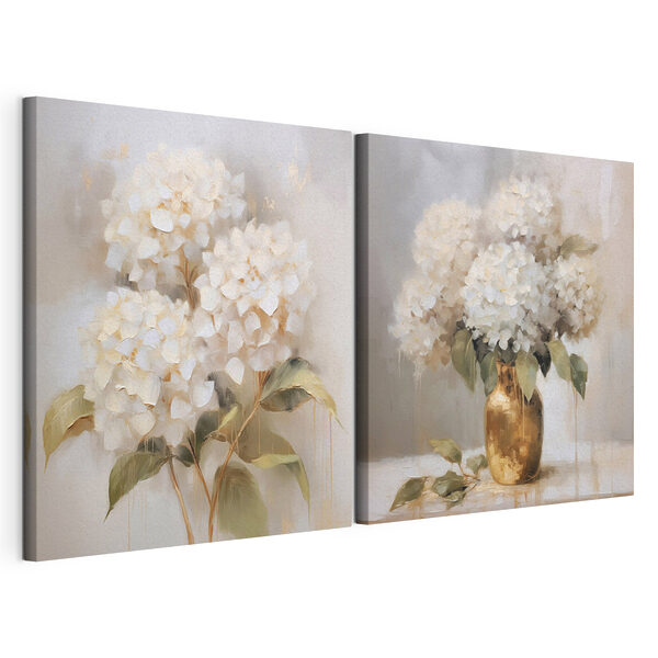 Schilderij van bloemen in een vaas Modulaire canvasprint Schilderij van bloemen in een vaas