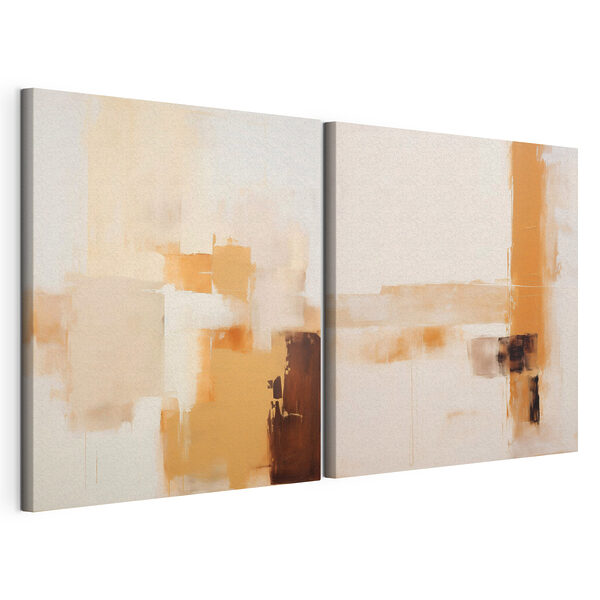Schilderij met verschillende tinten bruin en wit Modulaire canvasprint Schilderij met verschillende tinten bruin en wit