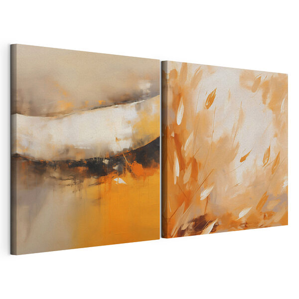 Twee schilderijen van planten en bloemen Modulaire canvasprint Twee schilderijen van planten en bloemen