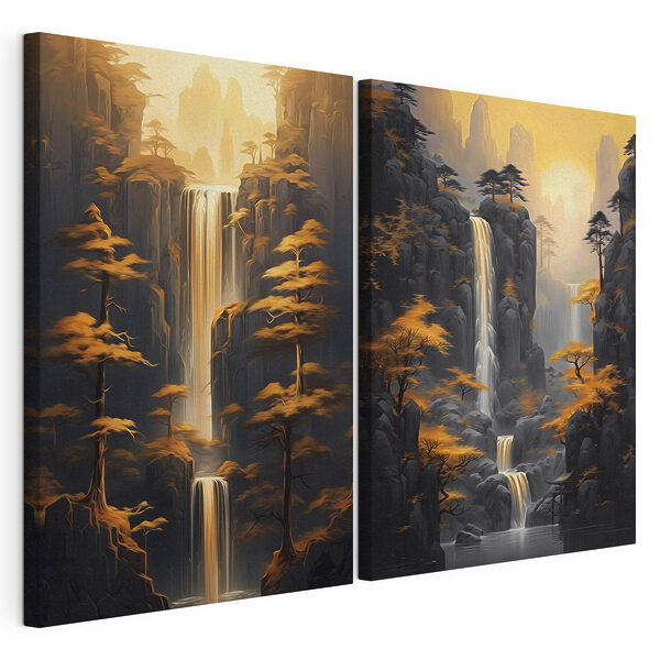 Waterval in de bergen Modulaire canvasprint Waterval in de bergen