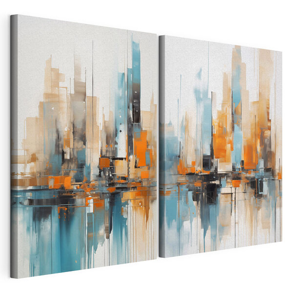Schilderij van een stad Modulaire canvasprint Schilderij van een stad