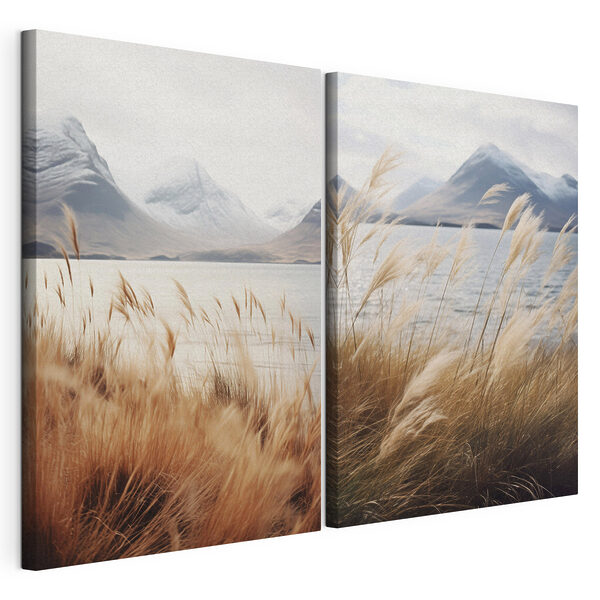 Modulaire canvasprint Rustig landschap met wuivend gras
