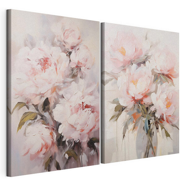 Schilderij van bloemen in een vaas Modulaire canvasprint Schilderij van bloemen in een vaas