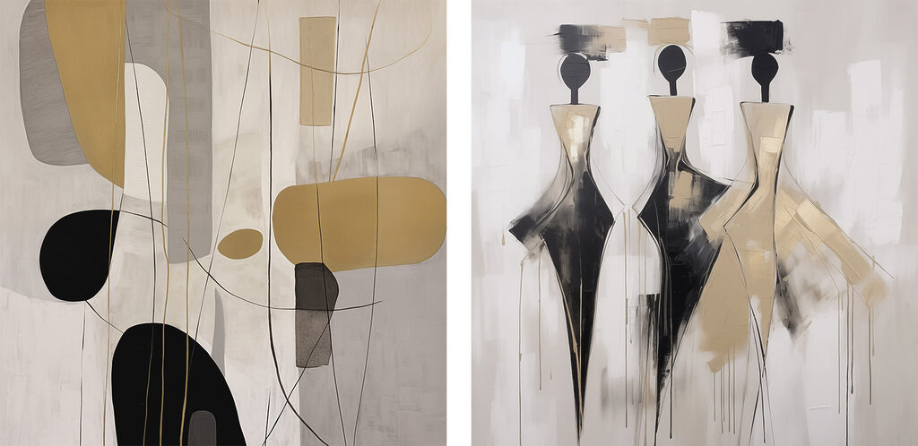 Two paintings of people in different poses Two paintings of people in different poses
