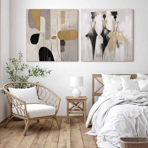 Two paintings of people in different poses Two paintings of people in different poses