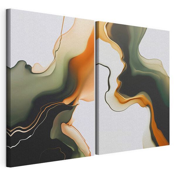 Modulaire canvasprint Vloeiende kleuren in harmonieuze patronen