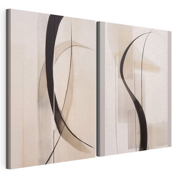 Dynamische lijnen in zachte tinten Modulaire canvasprint Dynamische lijnen in zachte tinten