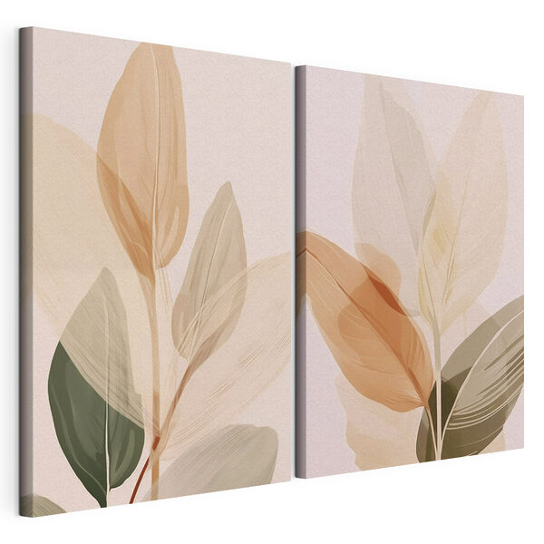 Minimalistisch bladmotief, geïnspireerd door de natuur Modulaire canvasprint Minimalistisch bladmotief, geïnspireerd door de natuur