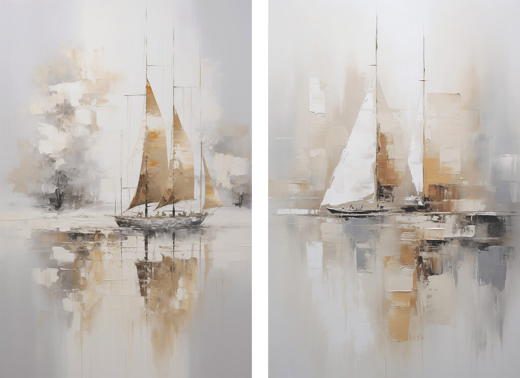 Painting of a sailboat in the water