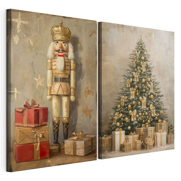 De Notenkraker en een kerstboom Modulaire canvasprint De Notenkraker en een kerstboom