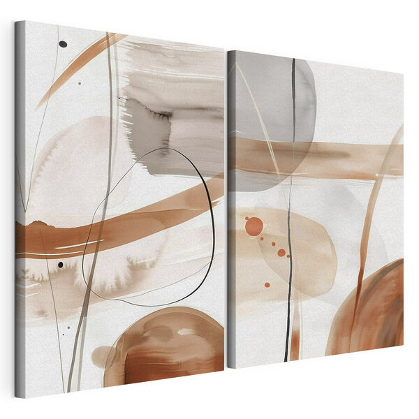 Abstracte vormen in warme tinten Modulaire canvasprint Abstracte vormen in warme tinten