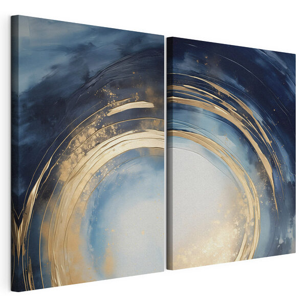 Modulaire canvasprint Levendige wervelingen in een koel kleurenpalet