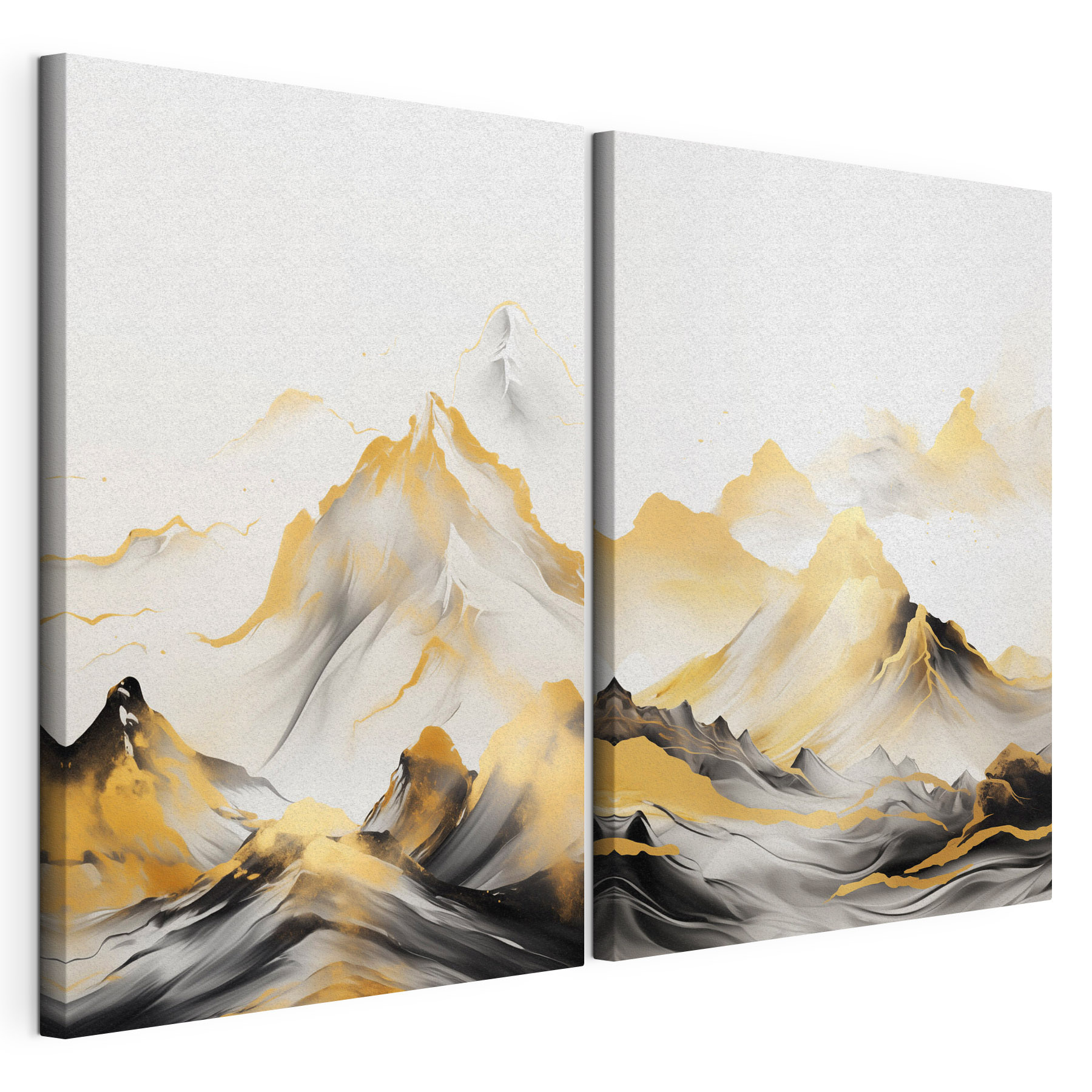 Painting of mountains and waves Painting of mountains and waves