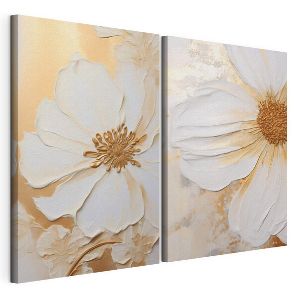 Elegante bloemmotieven in zachte tinten Modulaire canvasprint Elegante bloemmotieven in zachte tinten