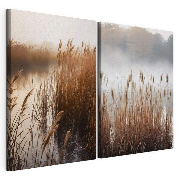 Meer met hoog gras Modulaire canvasprint Meer met hoog gras