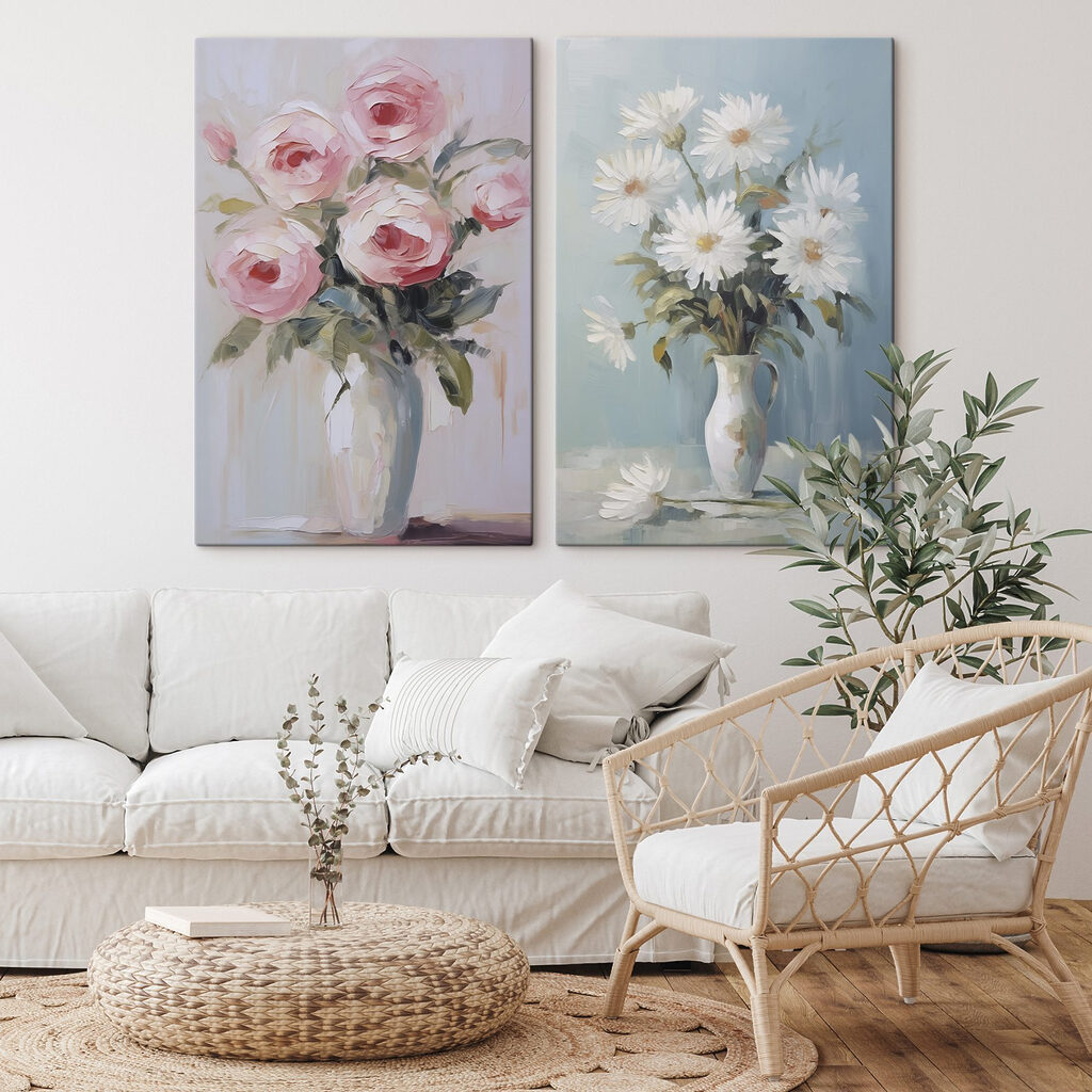 Painting of flowers in a vase Painting of flowers in a vase