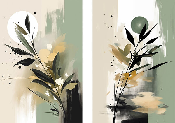 Painting of flowers and leaves Painting of flowers and leaves